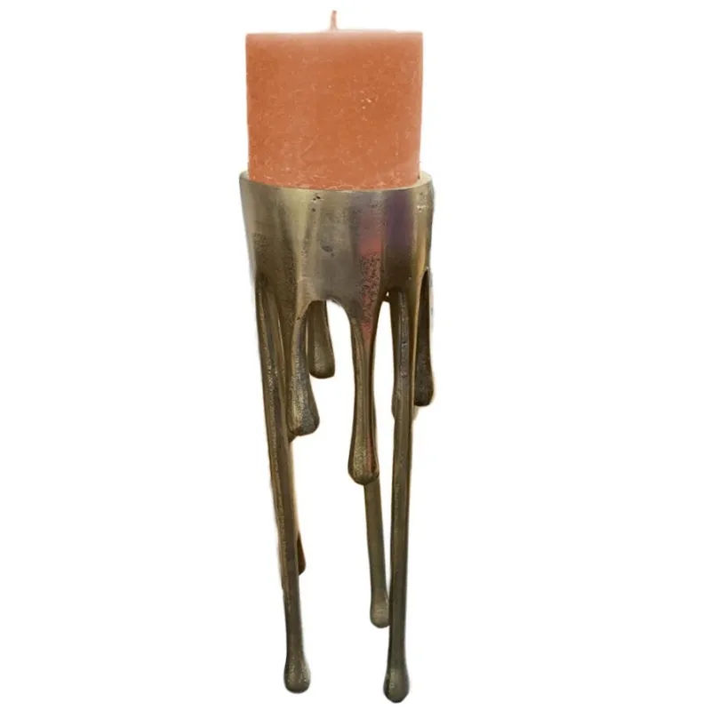 PORTAVELA ALUMINIO 17X17X30 ANTIEK GOUD DORADO