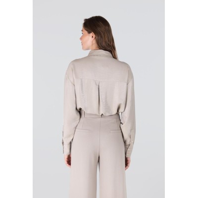 Dolores glanzende blouse | Kaki