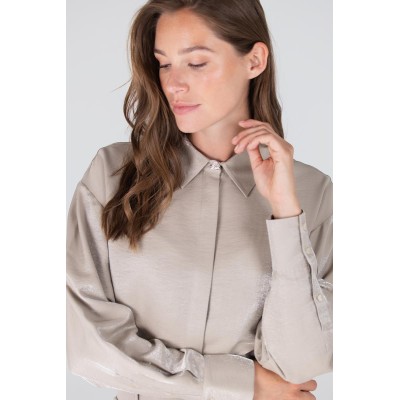 Dolores glanzende blouse | Kaki