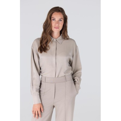 Dolores glanzende blouse | Kaki
