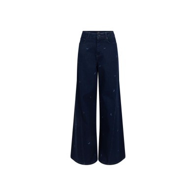 Isabeau jeans met borduurprint | Donkerblauw denim