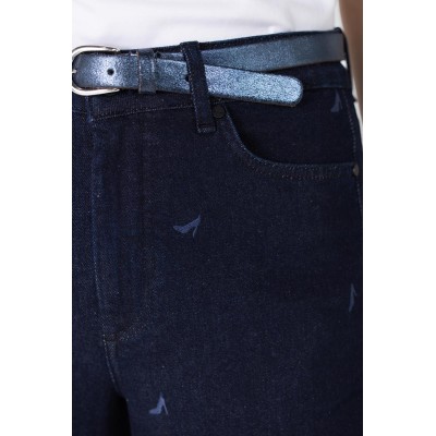Isabeau jeans met borduurprint | Donkerblauw denim
