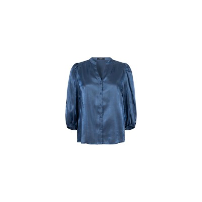 Bo glans blouse met pofmouw | Blauw