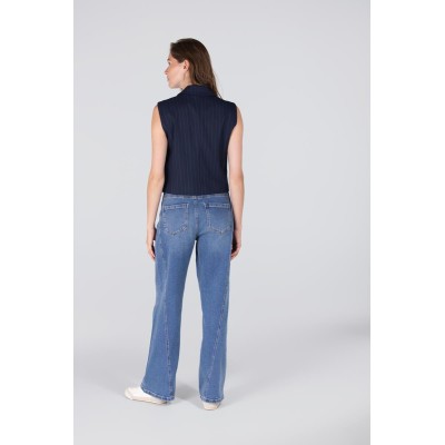 Caia krijtstreep gilet | Donkerblauw