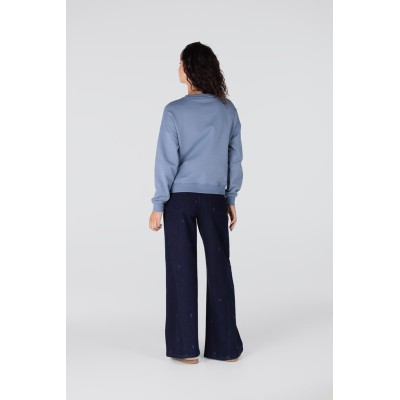 Gisele trui met borduur tekst | Blauw