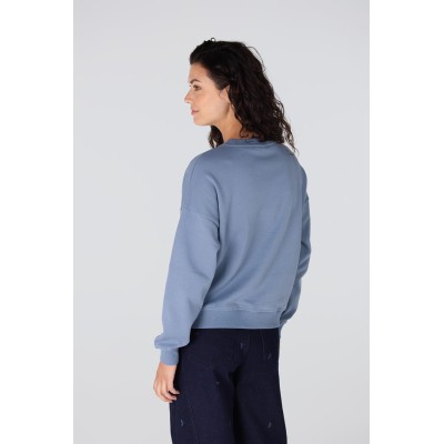 Gisele trui met borduur tekst | Blauw