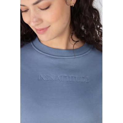Gisele trui met borduur tekst | Blauw