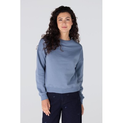 Gisele trui met borduur tekst | Blauw