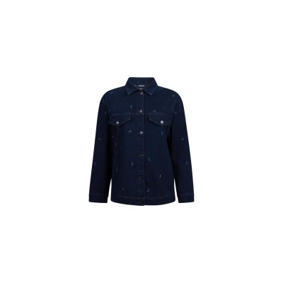 Kae denim jack met borduurprint | Donkerblauw