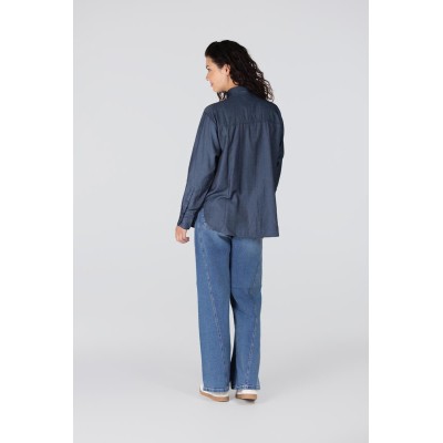 Ess blouse met rhinestones | Blauw