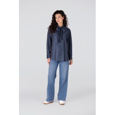 Ess blouse met rhinestones | Blauw