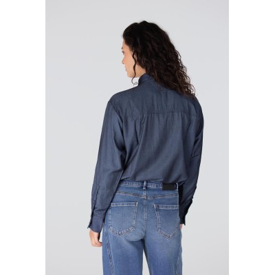 Ess blouse met rhinestones | Blauw