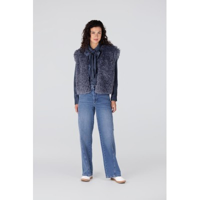 Ess blouse met rhinestones | Blauw