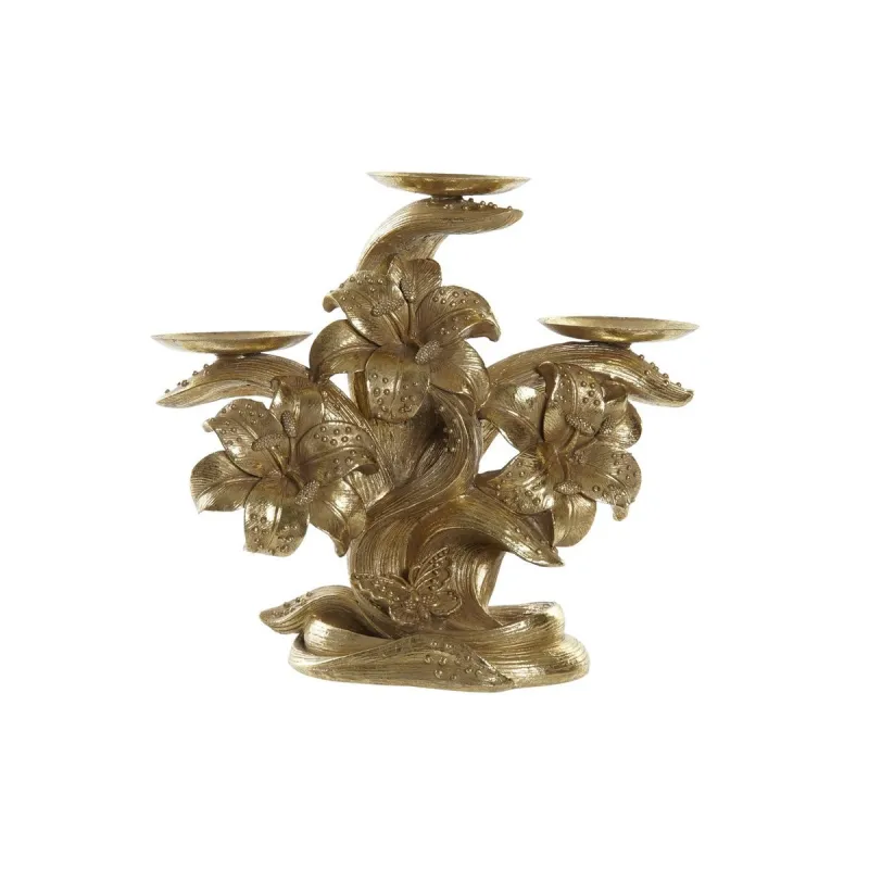 PORTAVELA RESINA 26X12X23 FLOR DORADO PV196310
