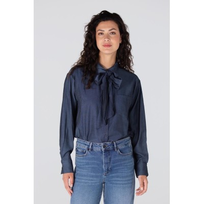 Ess blouse met rhinestones | Blauw