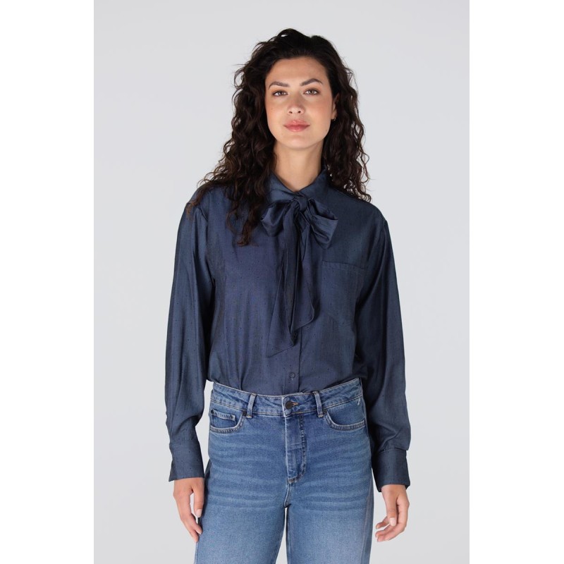 Ess blouse met rhinestones | Blauw