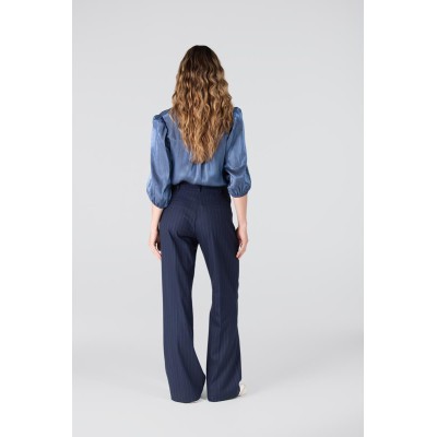 Colette krijtstreep pantalon | Donkerblauw