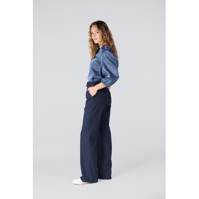 Colette krijtstreep pantalon | Donkerblauw