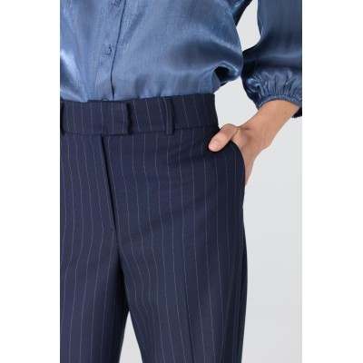 Colette krijtstreep pantalon | Donkerblauw