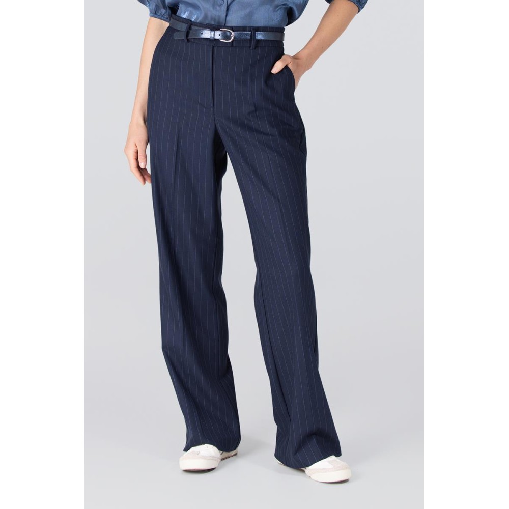 Colette krijtstreep pantalon | Donkerblauw