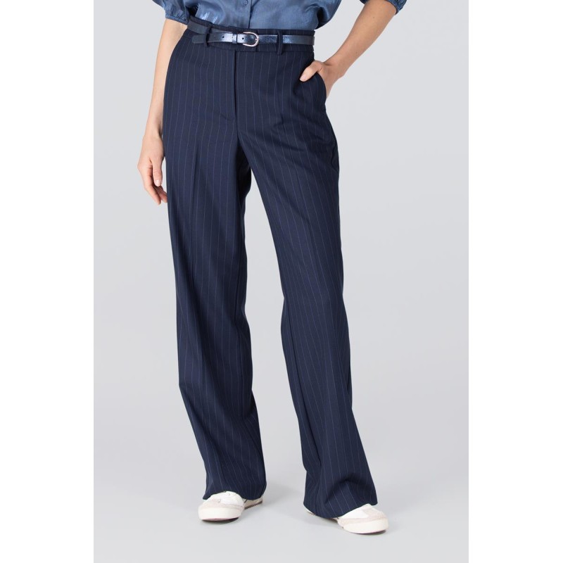 Colette krijtstreep pantalon | Donkerblauw