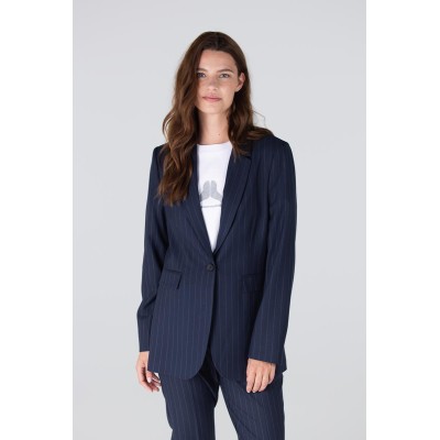 Cherien krijtstreep blazer | Donkerblauw