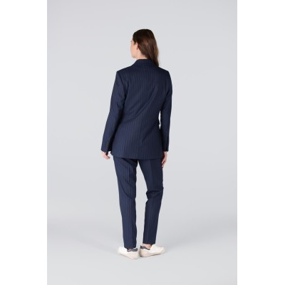Cherien krijtstreep blazer | Donkerblauw