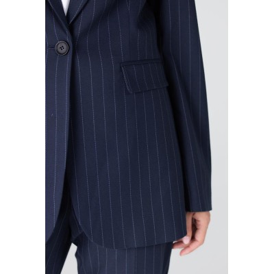 Cherien krijtstreep blazer | Donkerblauw
