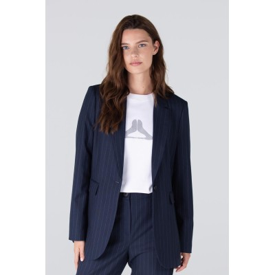 Cherien krijtstreep blazer | Donkerblauw