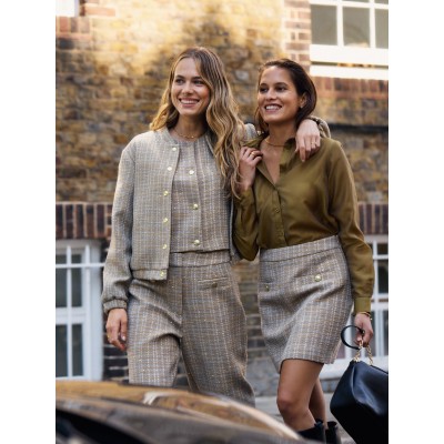 Bomberjacket Tweed Oversized Taupe