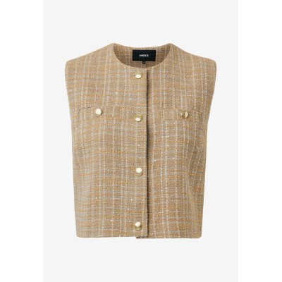Gilet Sleeveless Tweed Taupe