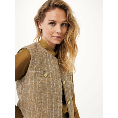 Gilet Sleeveless Tweed Taupe