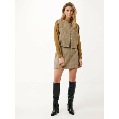 Gilet Sleeveless Tweed Taupe