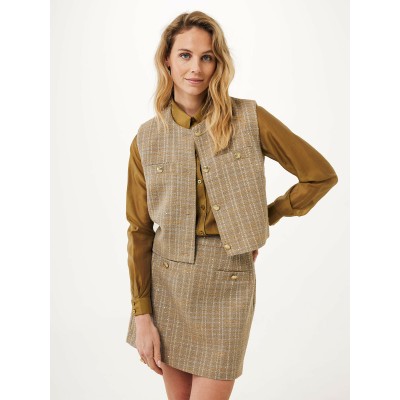 Gilet Sleeveless Tweed Taupe