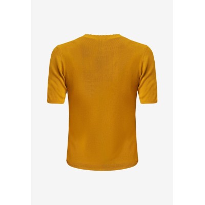 Top Korte Mouw Knit Gerbera Mosterdgeel