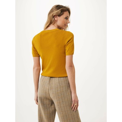 Top Korte Mouw Knit Gerbera Mosterdgeel