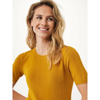 Top Korte Mouw Knit Gerbera Mosterdgeel