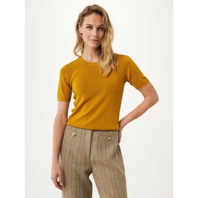Top Korte Mouw Knit Gerbera Mosterdgeel