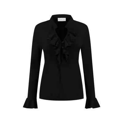 BLOUSE RUCHE - ZWART