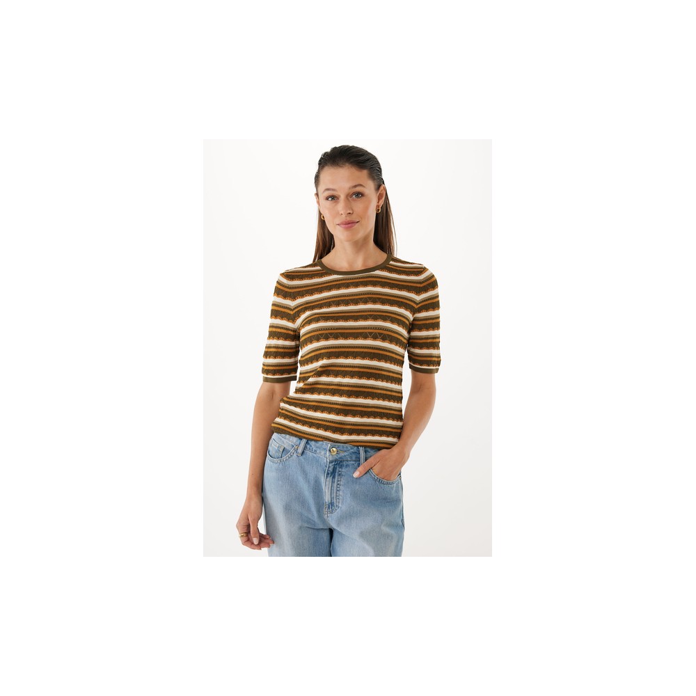 KNITTED RELIEF TOP MULTICOLOR