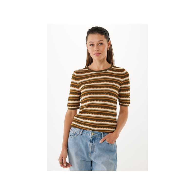 KNITTED RELIEF TOP MULTICOLOR