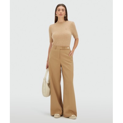 KYRIE mid rise wide leg pantalon - light brown