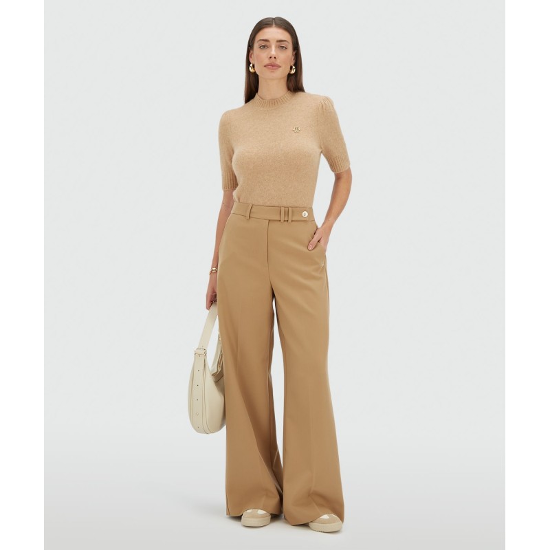 KYRIE mid rise wide leg pantalon - light brown