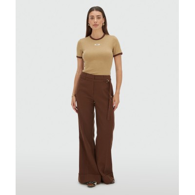 CODY fitted T-shirt met logo - light brown melange
