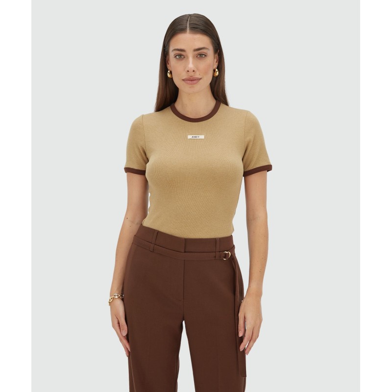 CODY fitted T-shirt met logo - light brown melange