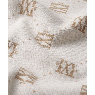 FAE straight fit trui met logoprint - light warm grey melange