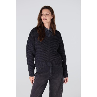 Dawn trui met v-hals | Antraciet