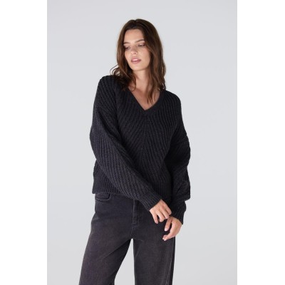 Dawn trui met v-hals | Antraciet