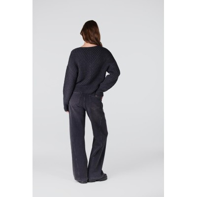 Dawn trui met v-hals | Antraciet