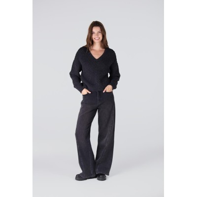 Dawn trui met v-hals | Antraciet
